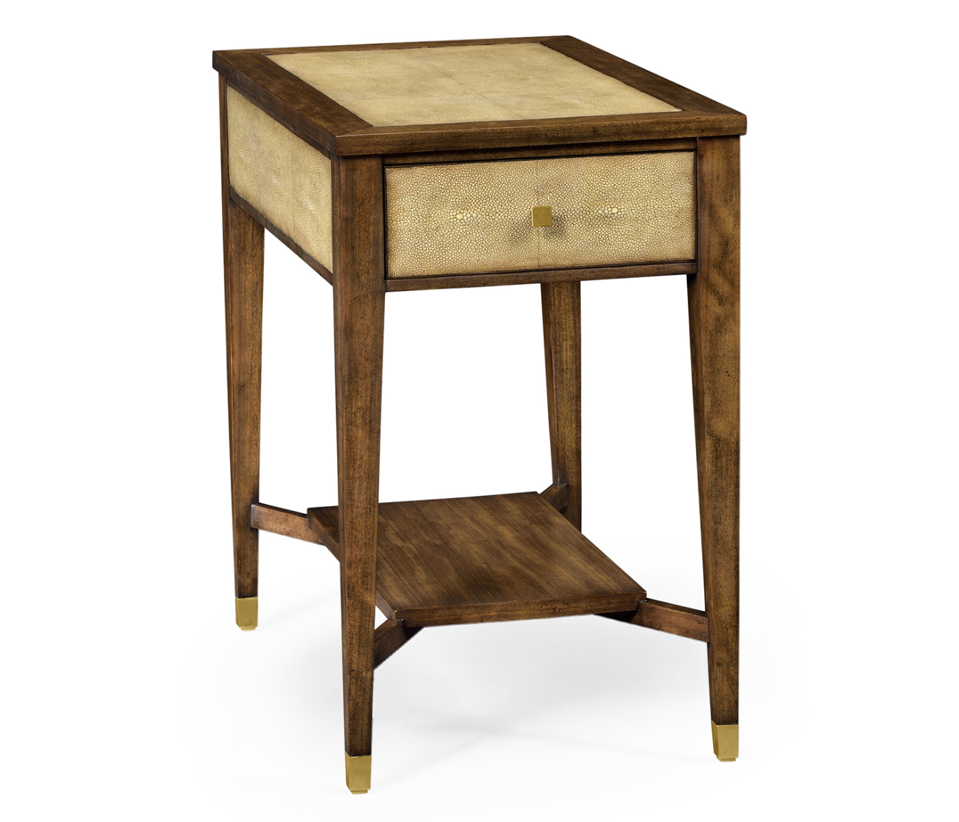 Ivory Faux Shagreen Rectangular Side Table