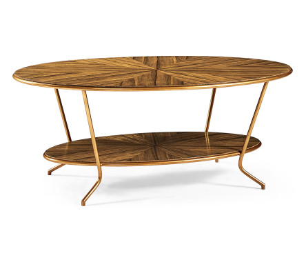 Argentinian walnut veneered oval coffee table