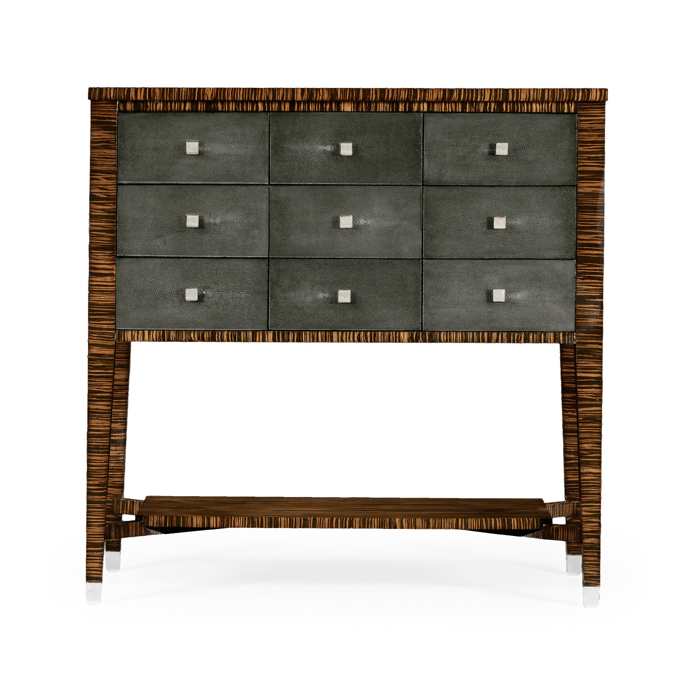 Faux Macassar Ebony & Anthracite Faux Shagreen Chest of Drawers