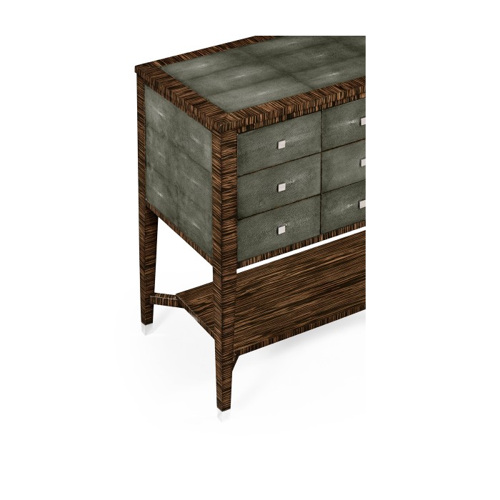 Faux Macassar Ebony & Anthracite Faux Shagreen Chest of Drawers
