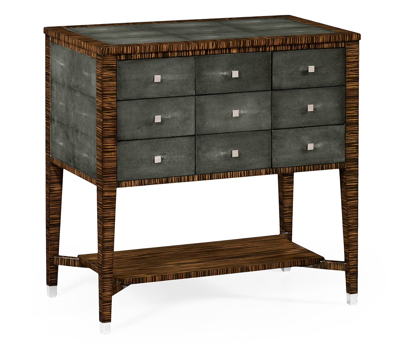 Faux Macassar Ebony & Anthracite Faux Shagreen Chest of Drawers