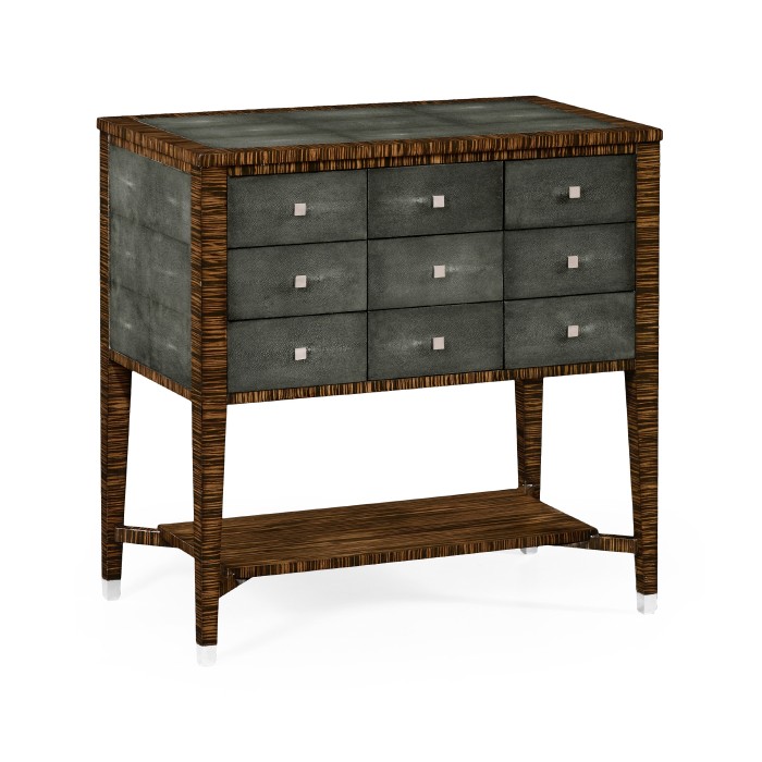Faux Macassar Ebony & Anthracite Faux Shagreen Chest of Drawers