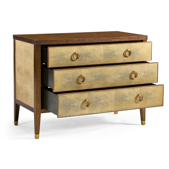 Ivory Faux Shagreen 3-Drawer Chest of Drawers