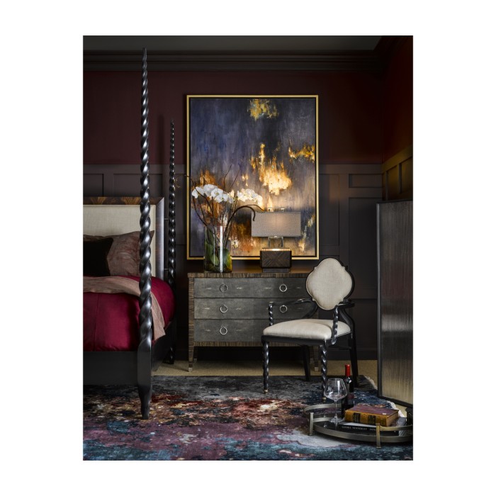 Faux Macassar Ebony & Anthracite Faux Shagreen 3-Drawers Chest of Drawers