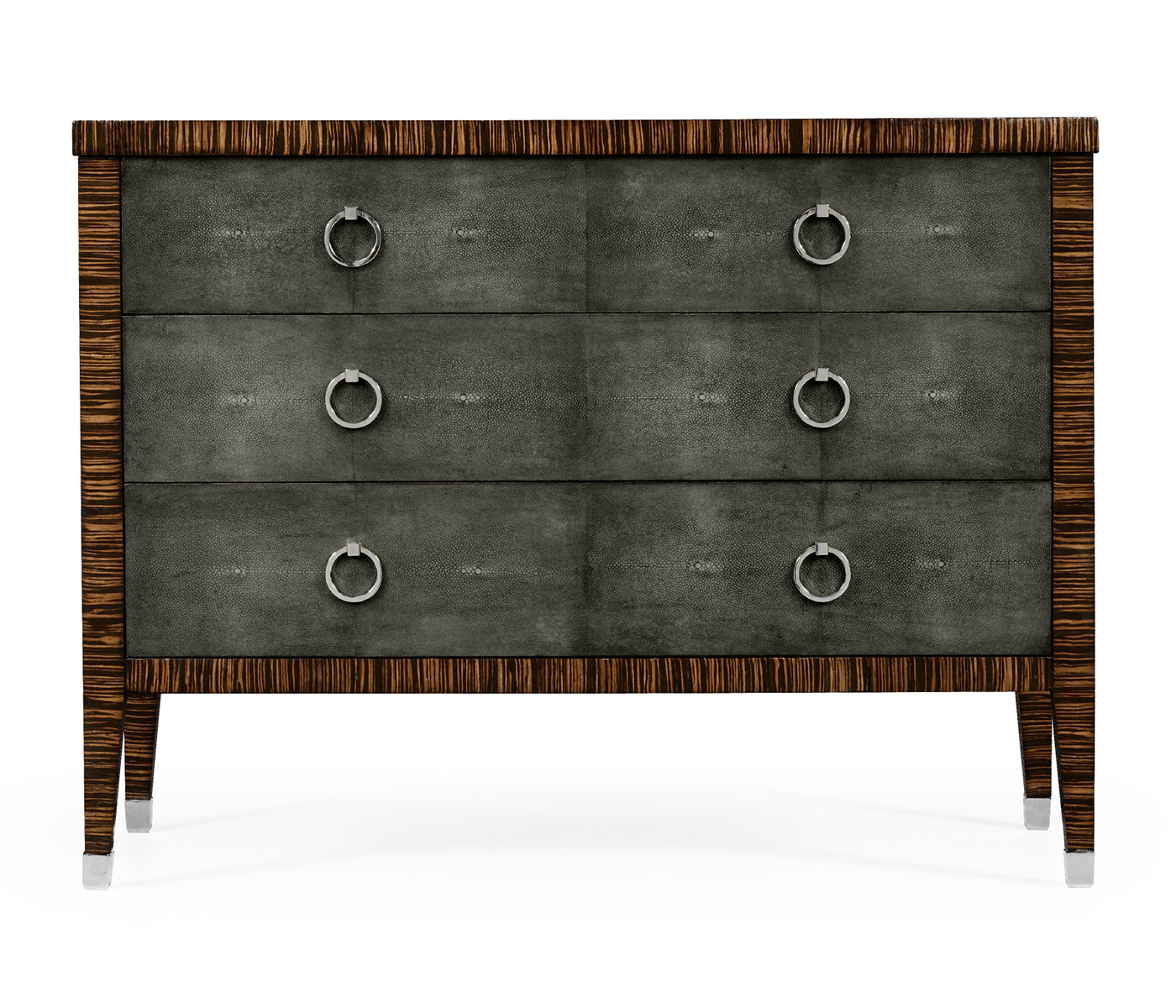 Faux Macassar Ebony & Anthracite Faux Shagreen 3-Drawers Chest of Drawers