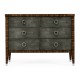 Faux Macassar Ebony & Anthracite Faux Shagreen 3-Drawers Chest of Drawers