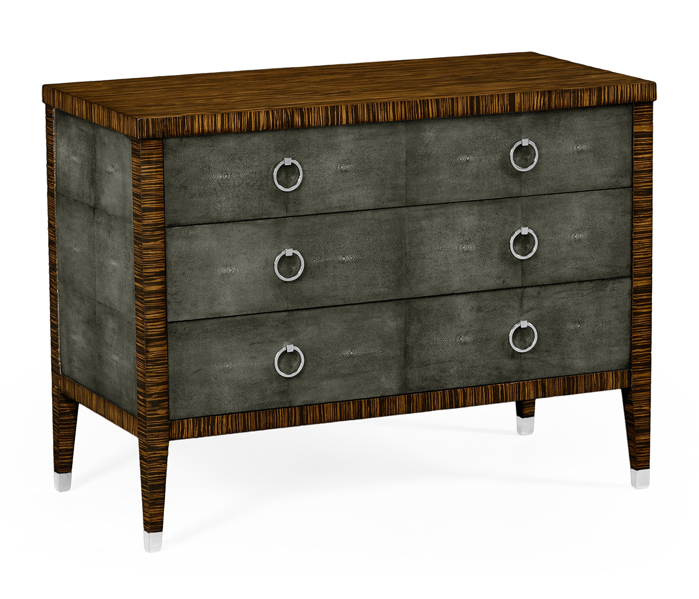 Faux Macassar Ebony & Anthracite Faux Shagreen 3-Drawers Chest of Drawers