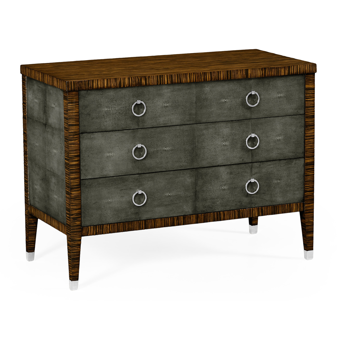 Faux Macassar Ebony & Anthracite Faux Shagreen 3-Drawers Chest of Drawers