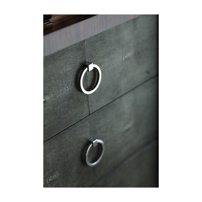 Faux Macassar Ebony & Anthracite Faux Shagreen 3-Drawers Chest of Drawers