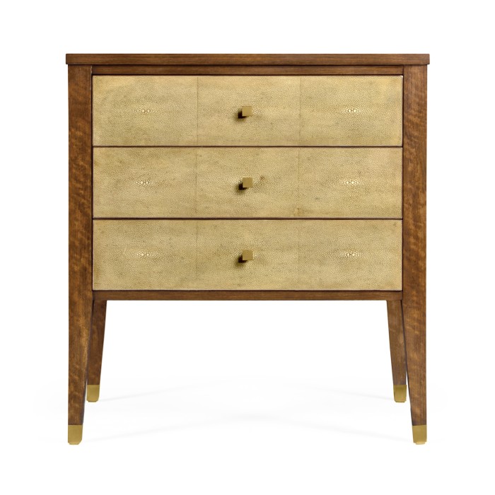 Ivory Faux Shagreen Bedside Chest of Drawers