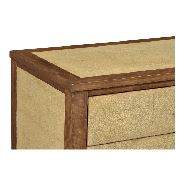 Ivory Faux Shagreen Bedside Chest of Drawers