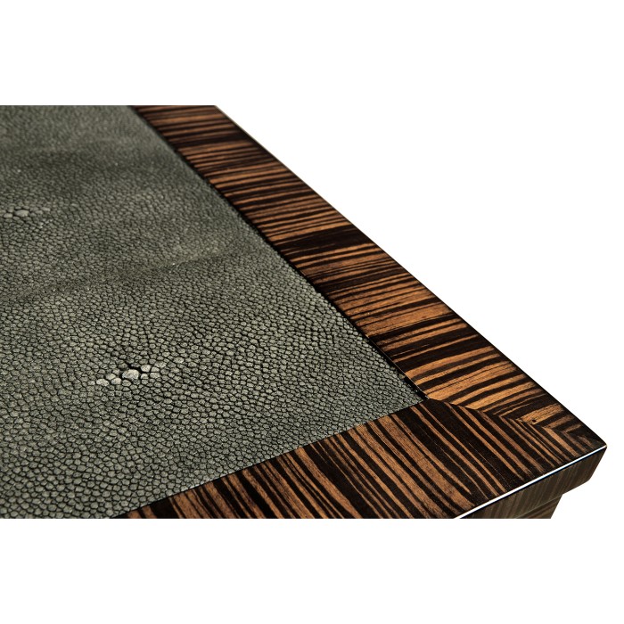 Faux Macassar Ebony & Anthracite Faux Shagreen Bedside Chest of Drawers