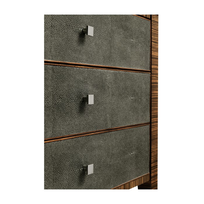 Faux Macassar Ebony & Anthracite Faux Shagreen Bedside Chest of Drawers