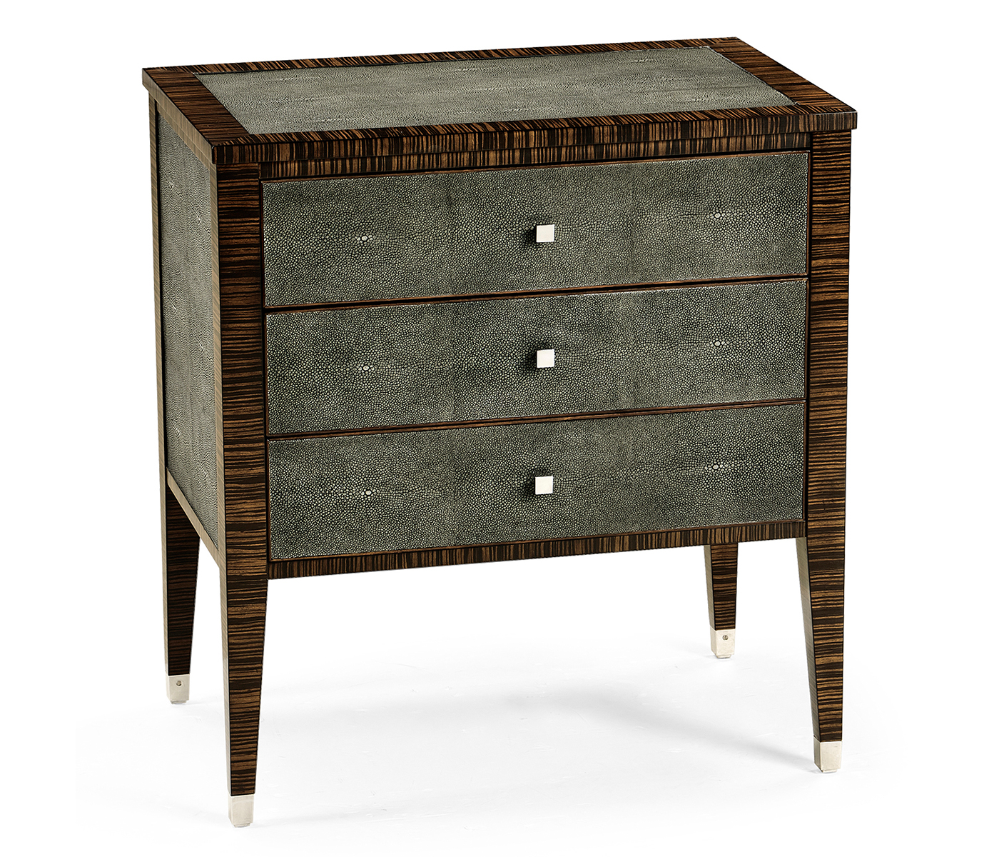 Faux Macassar Ebony & Anthracite Faux Shagreen Bedside Chest of Drawers