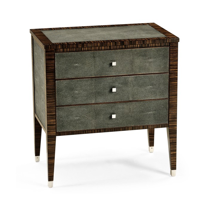 Faux Macassar Ebony & Anthracite Faux Shagreen Bedside Chest of Drawers