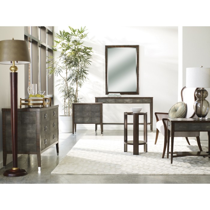 Faux Macassar Ebony & Anthracite Faux Shagreen Bedside Chest of Drawers