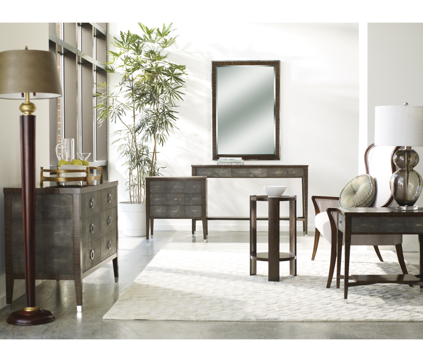 Ivory Faux Shagreen Console