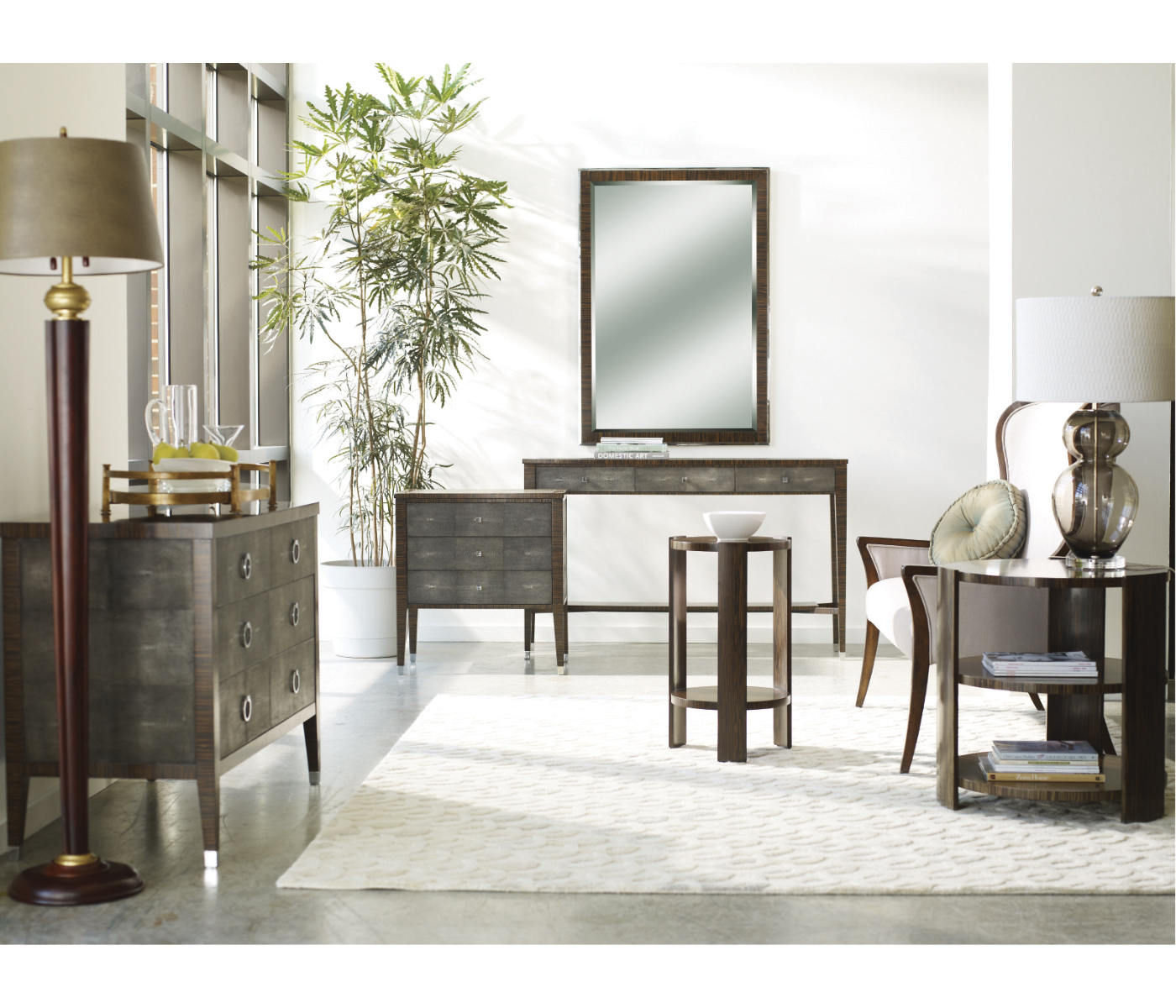 Ivory Faux Shagreen Console