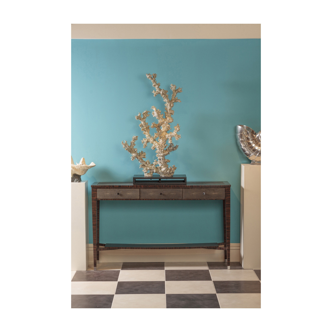 Ivory Faux Shagreen Console