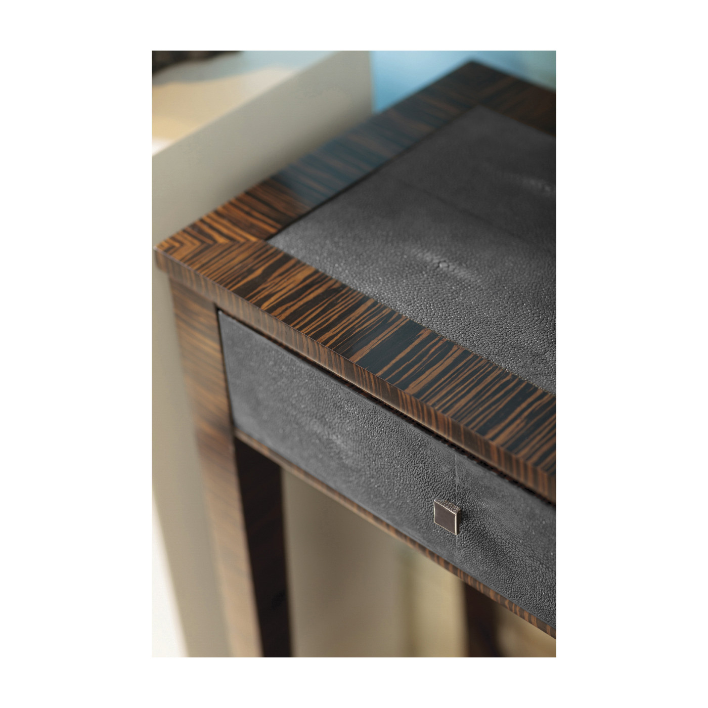 Ivory Faux Shagreen Console