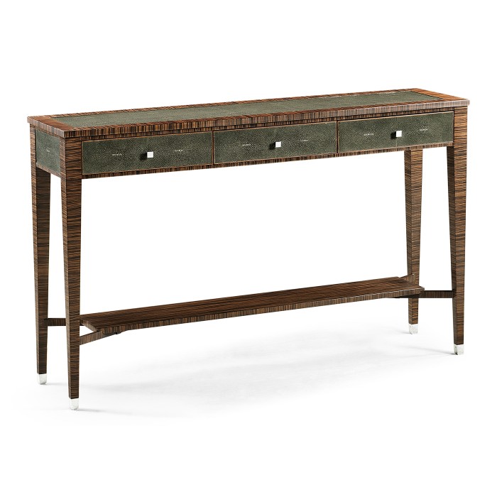 Faux Macassar Ebony & Anthracite Shagreen Console