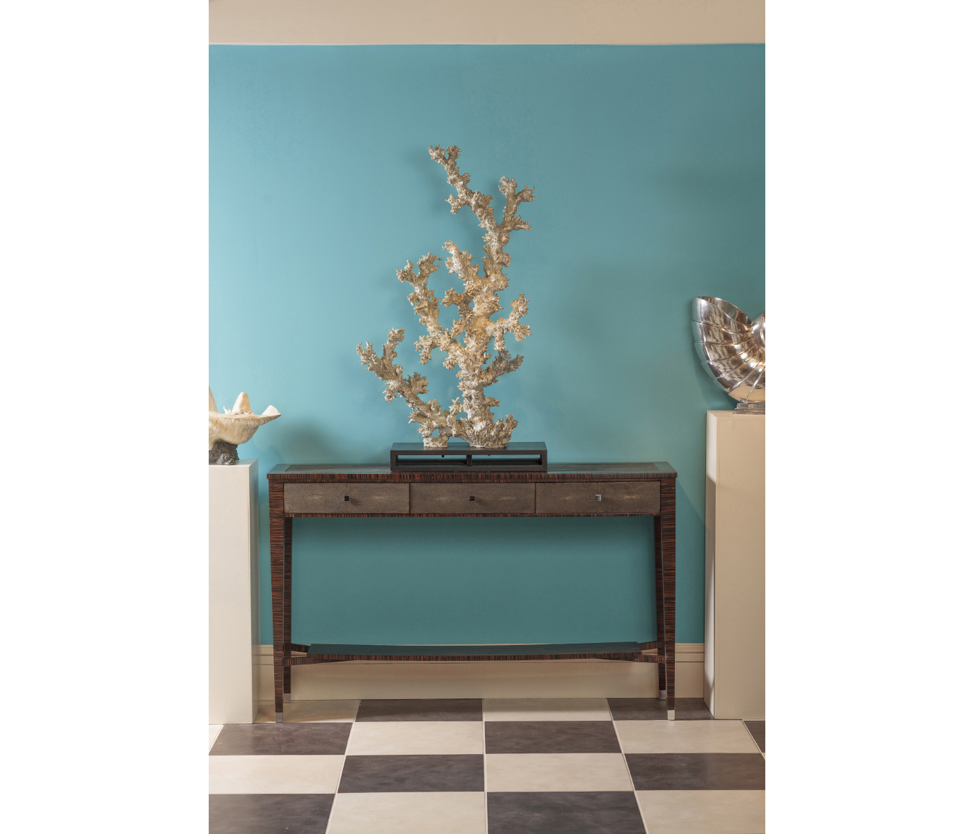 Faux Macassar Ebony & Anthracite Shagreen Console