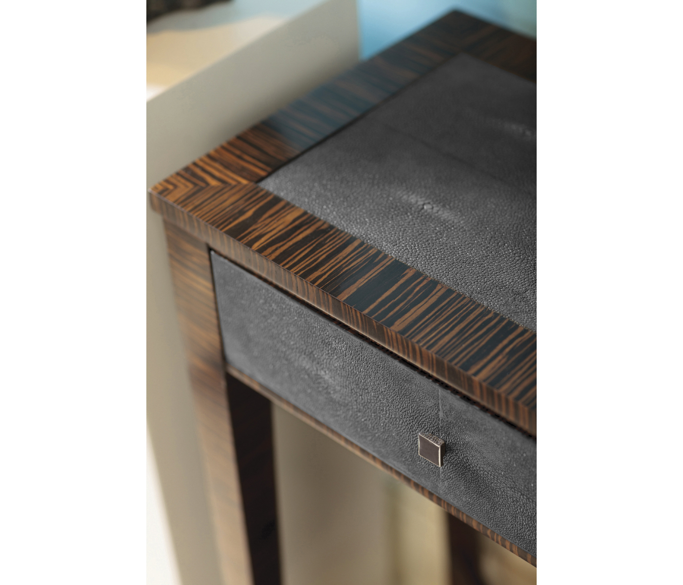 Faux Macassar Ebony & Anthracite Shagreen Console