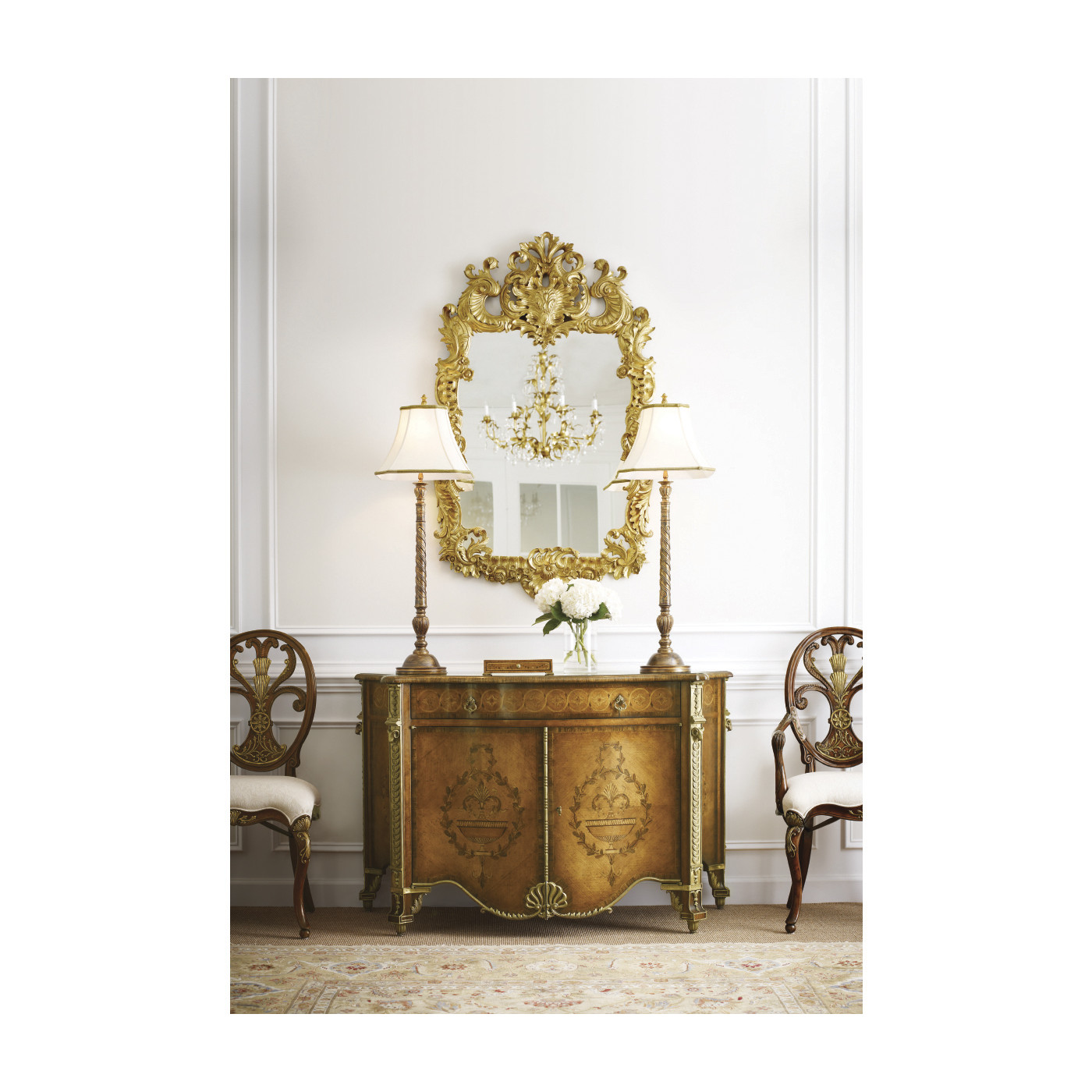 Finely carved walnut rococo style mirror