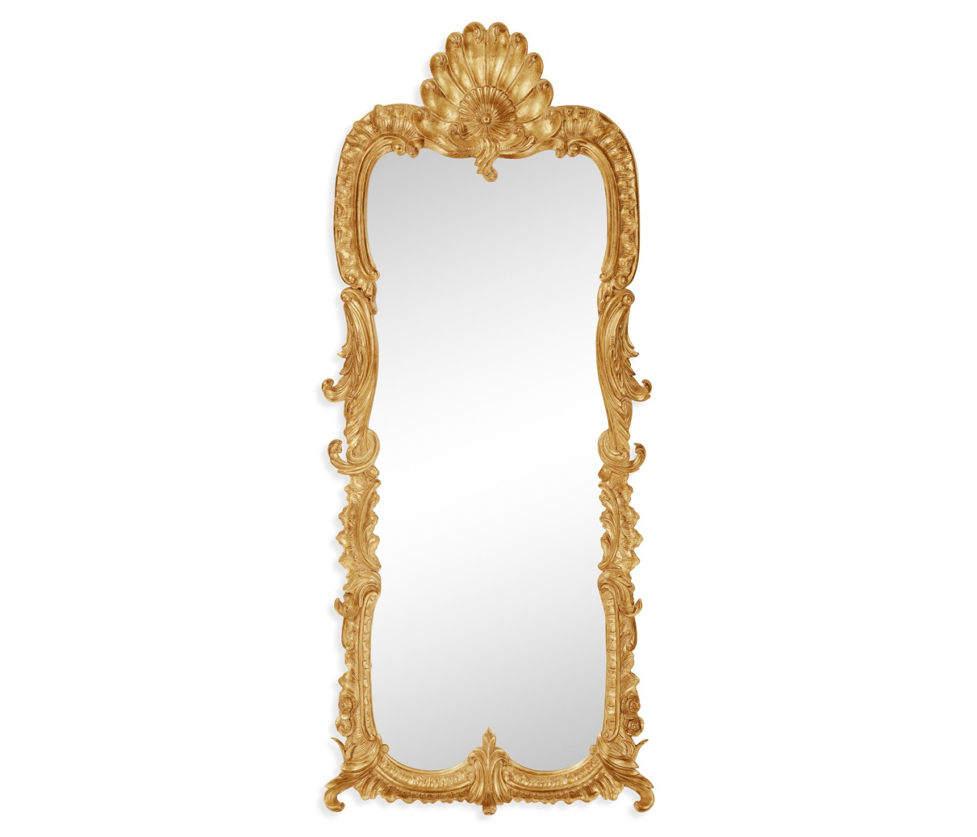 Tall Gilded Mirror with Scallop Shell