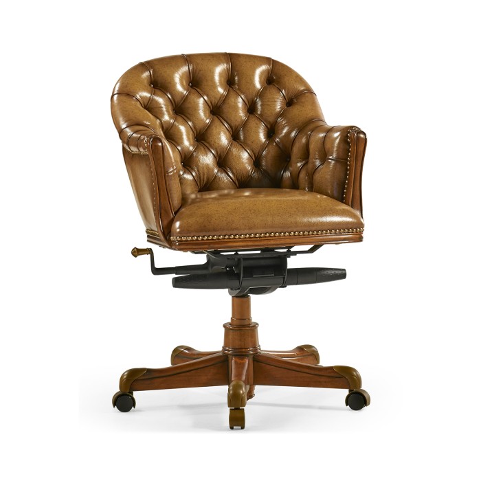 Chesterfield Style Walnut Office Chair