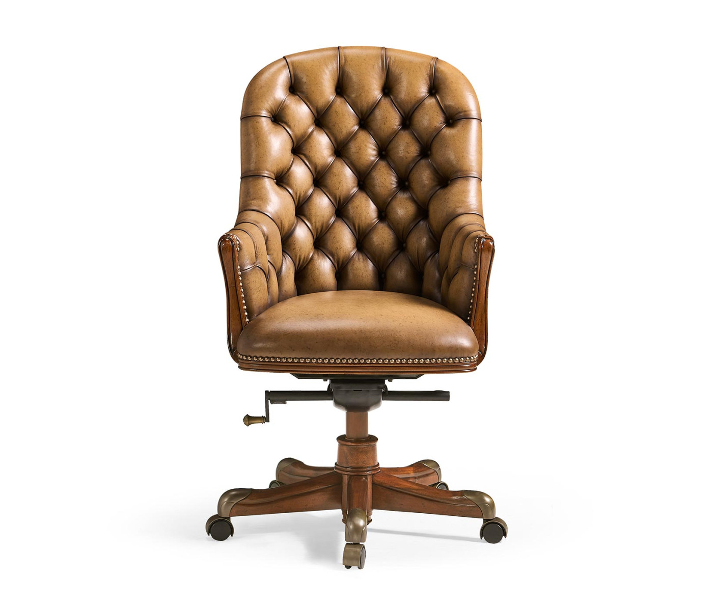 Chesterfield Style High Back Walnut Office Chair