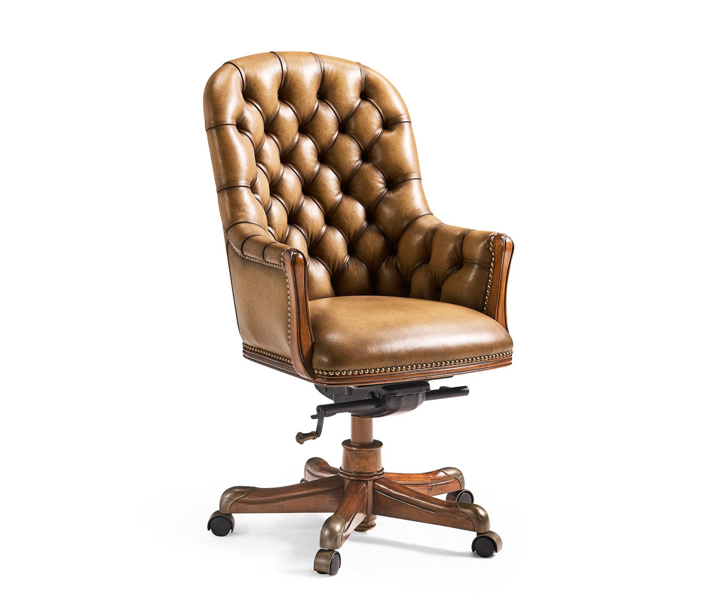Chesterfield Style High Back Walnut Office Chair
