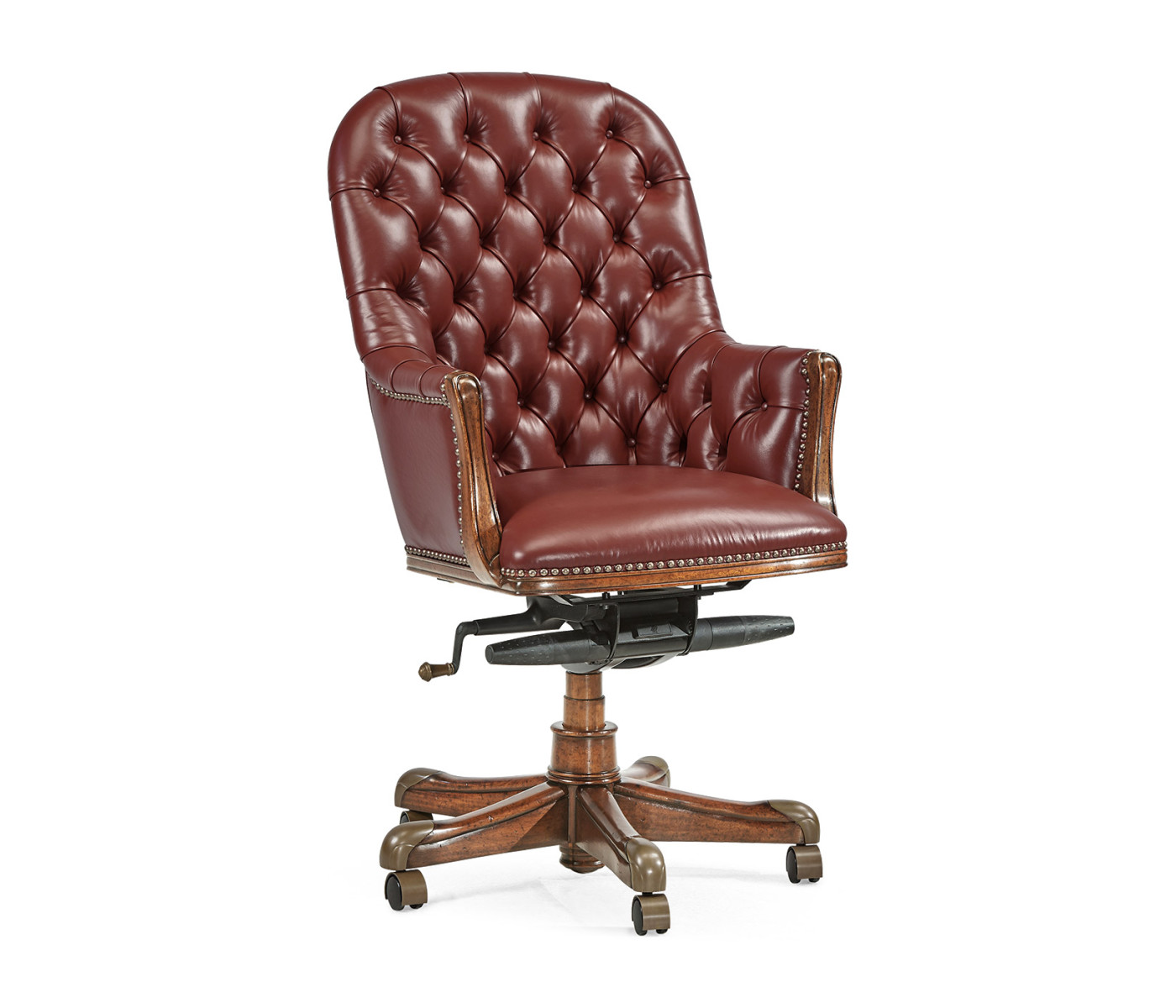 Chesterfield Style High Back Walnut Office Chair