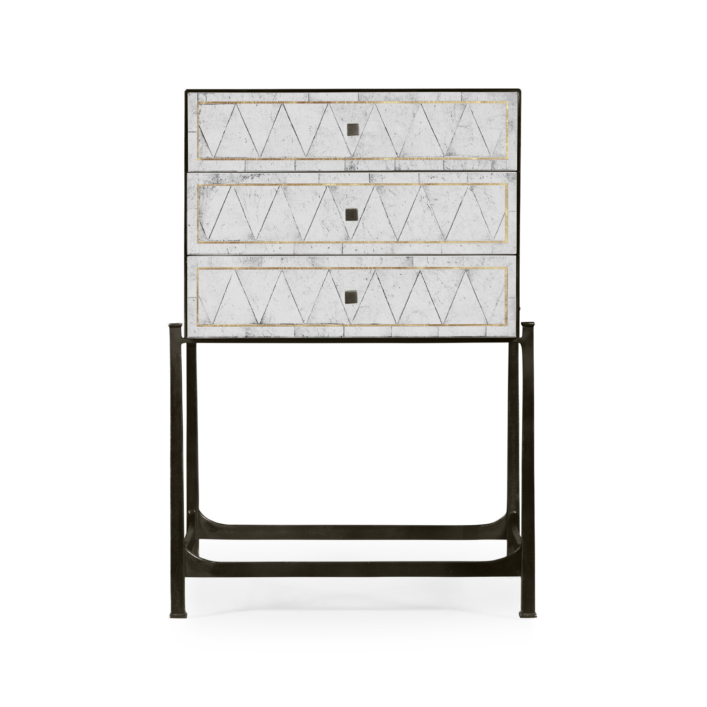 Églomisé & Bronze High Chest of Drawers