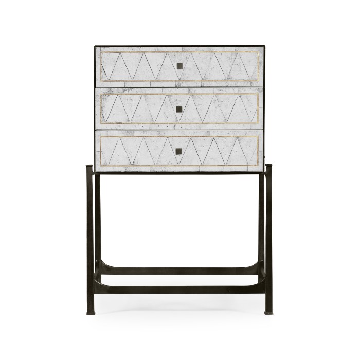 Églomisé & Bronze High Chest of Drawers