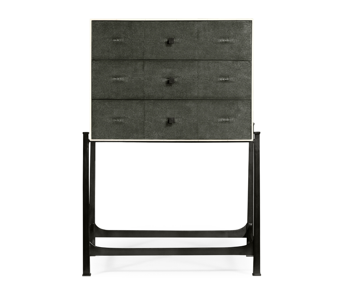 Anthracite Faux Shagreen & Bronze High Chest of Drawers