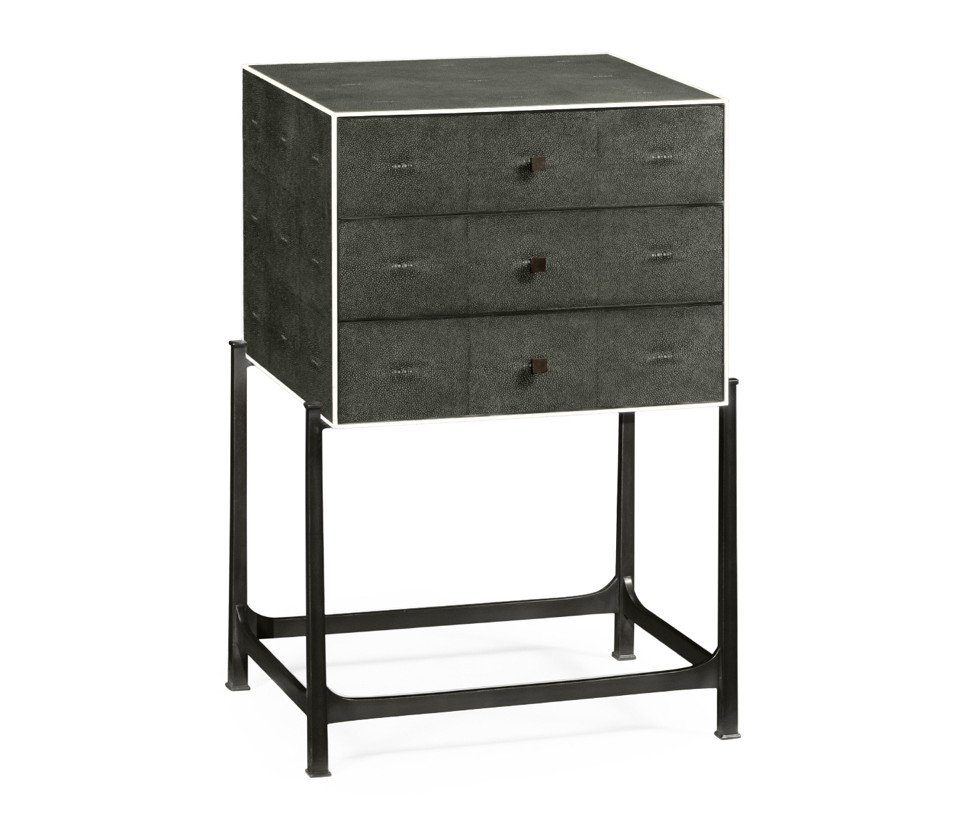 Anthracite Faux Shagreen & Bronze High Chest of Drawers