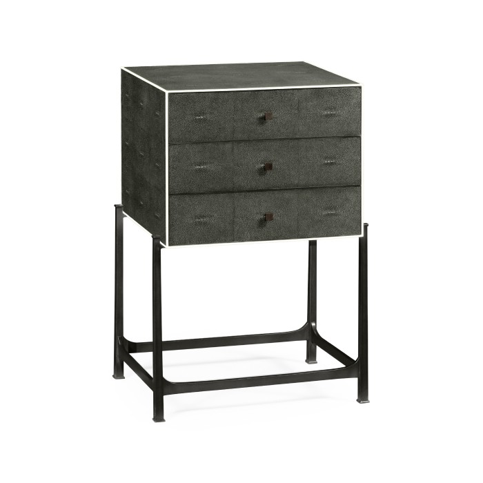 Anthracite Faux Shagreen & Bronze High Chest of Drawers