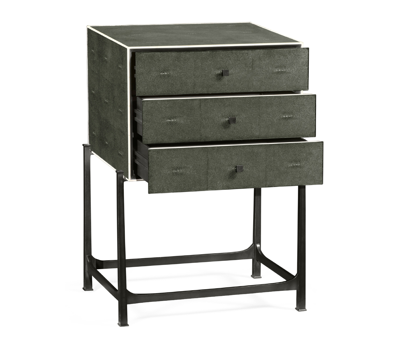 Anthracite Faux Shagreen & Bronze High Chest of Drawers