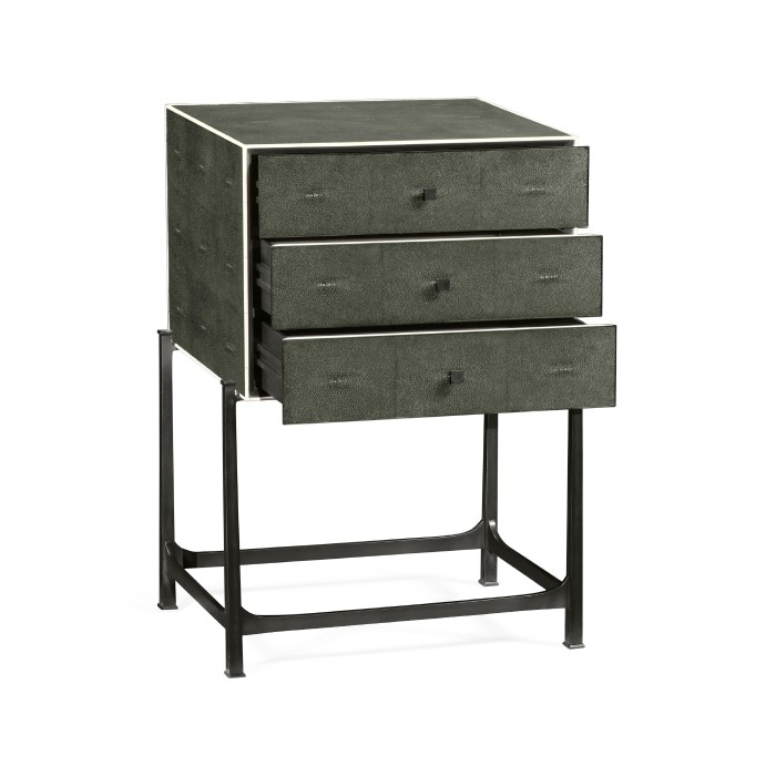 Anthracite Faux Shagreen & Bronze High Chest of Drawers
