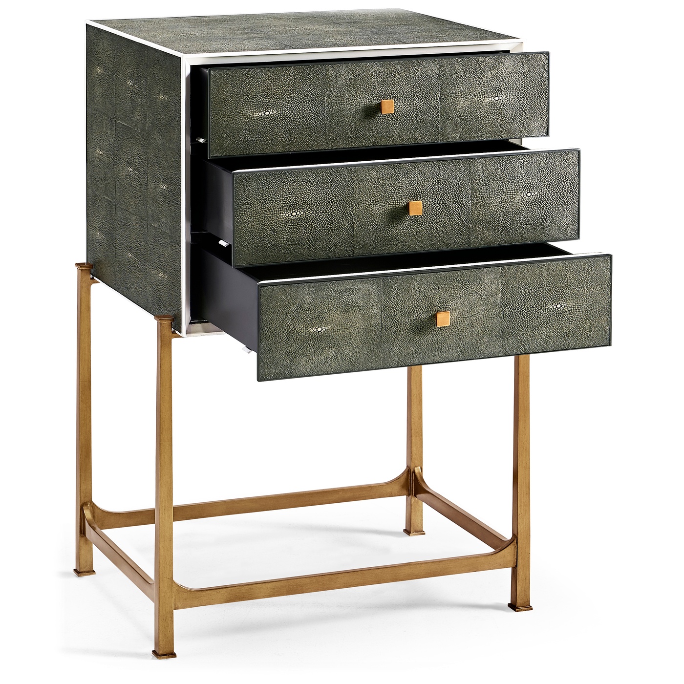 Anthracite Faux Shagreen & Gilded High Chest of Drawers