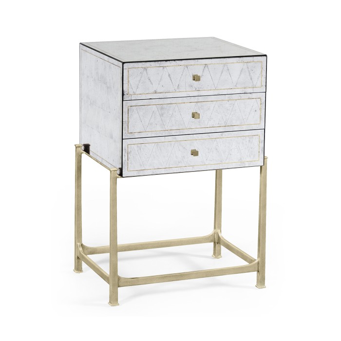 Églomisé & Silver High Chest of Drawers