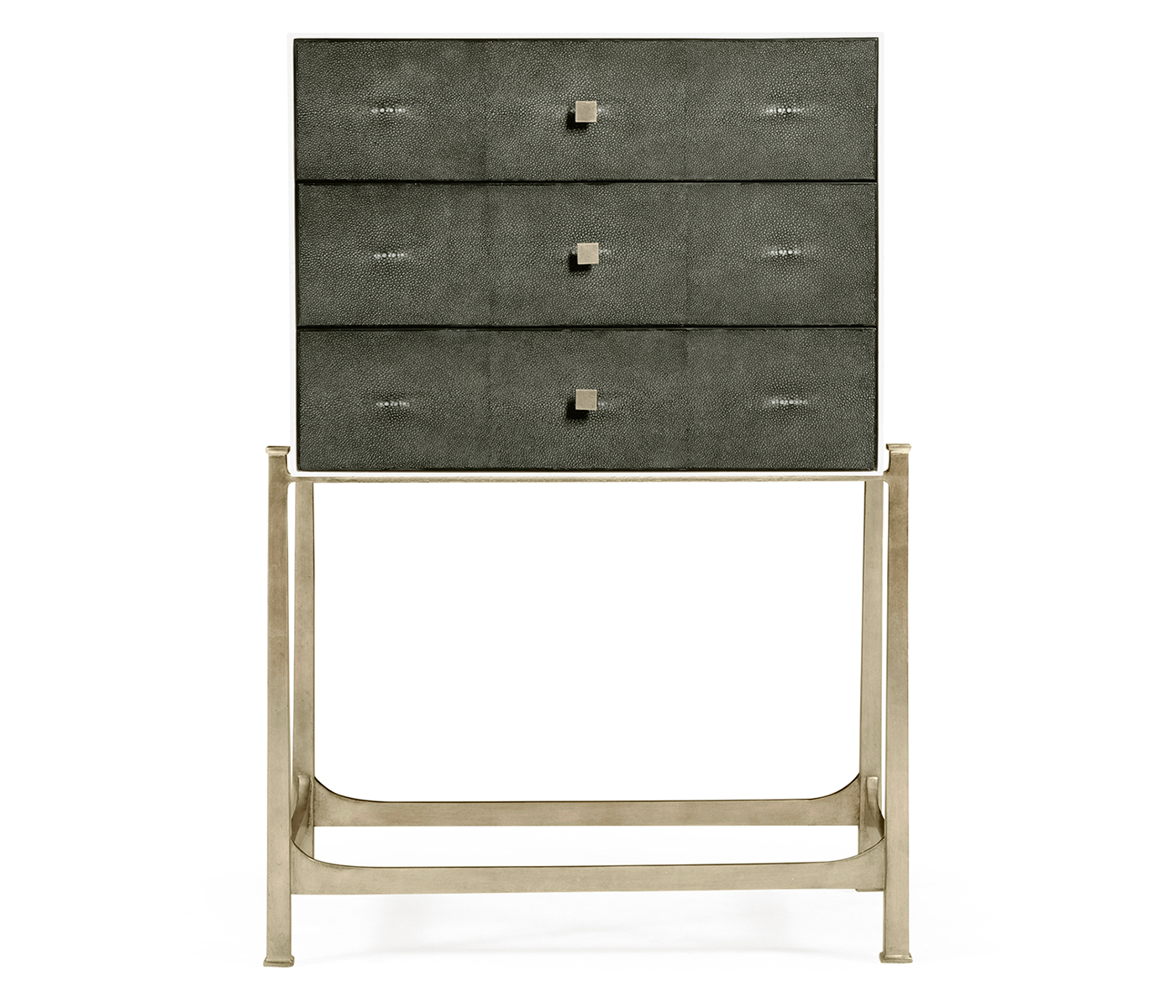 Anthracite Faux Shagreen & Silver High Chest of Drawers