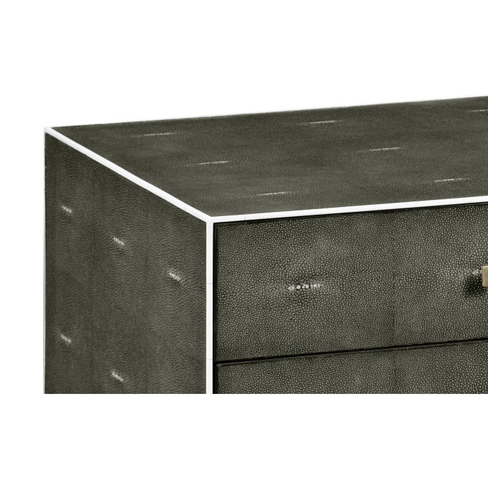 Anthracite Faux Shagreen & Silver High Chest of Drawers