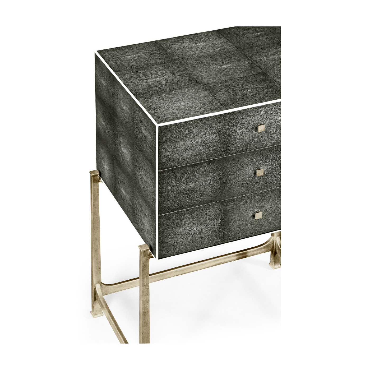Anthracite Faux Shagreen & Silver High Chest of Drawers