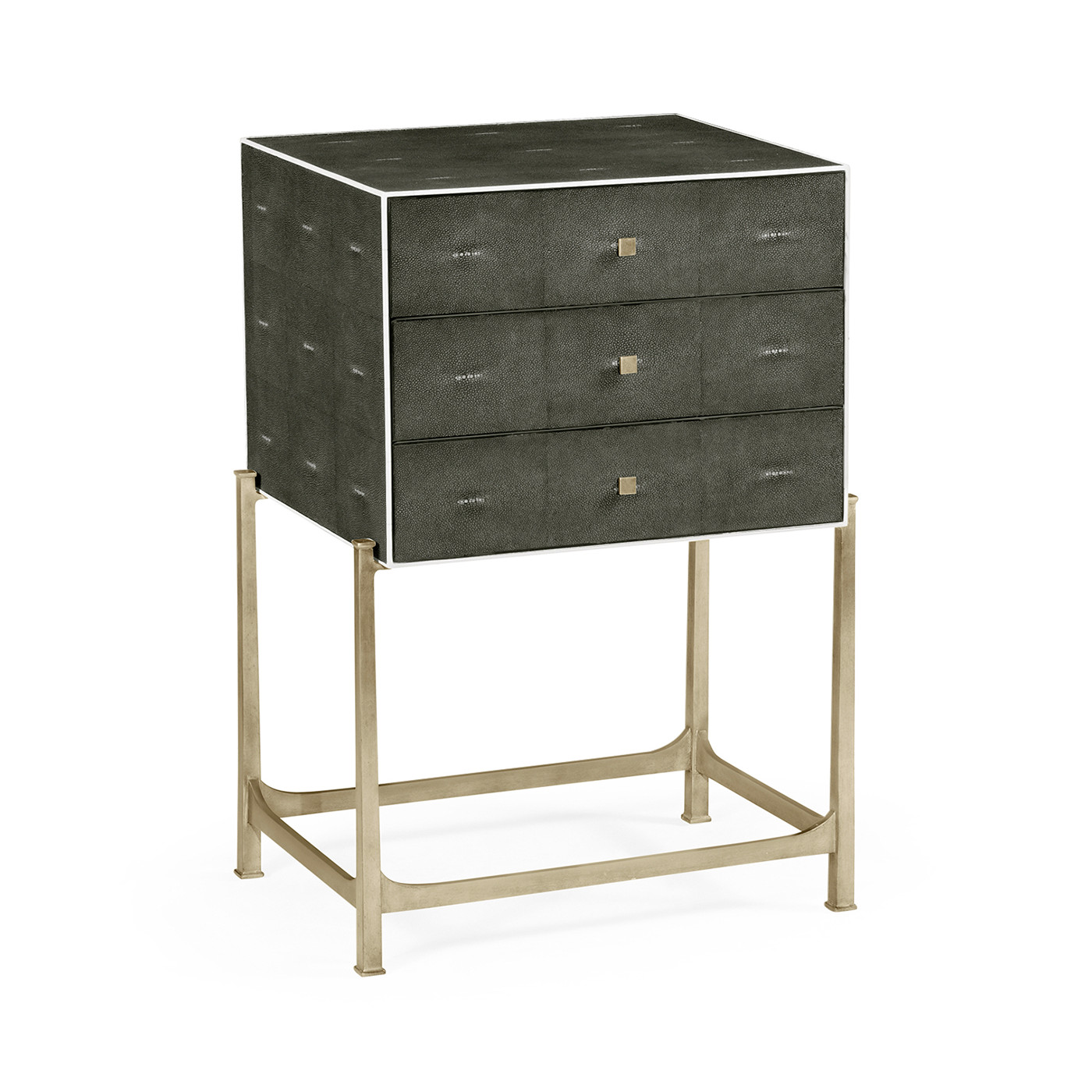 Anthracite Faux Shagreen & Silver High Chest of Drawers