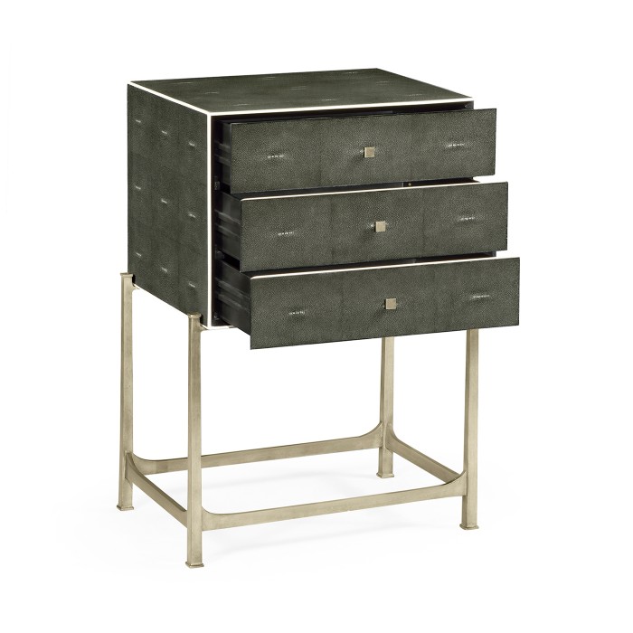 Anthracite Faux Shagreen & Silver High Chest of Drawers