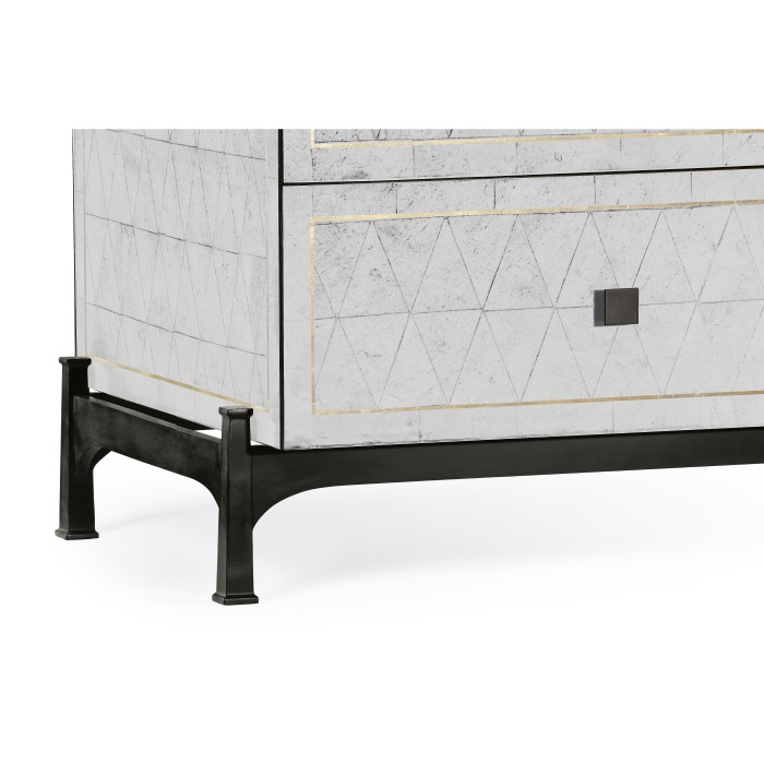 Églomisé & Bronze Large Chest of Drawers