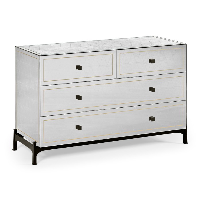 Églomisé & Bronze Large Chest of Drawers