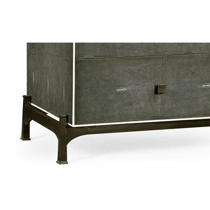 Anthracite Faux Shagreen & Bronze Large Chest of Drawers